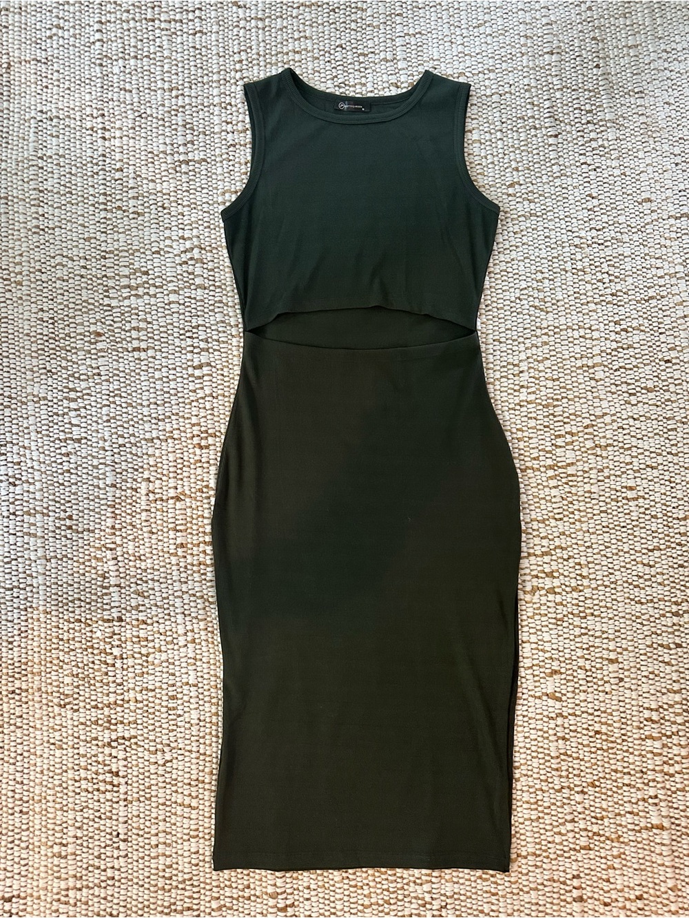 Sleeveless Cutout Midi Dress in Army Green